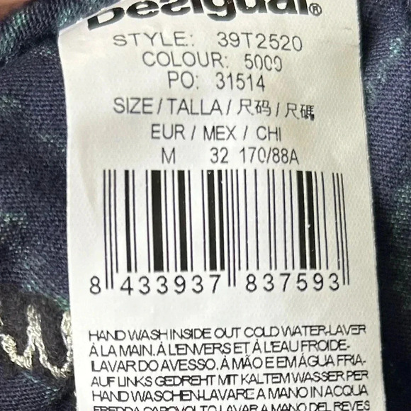 Desigual tunic dress blue multicolor mandala long sleeve cotton Size M - Picture 8 of 9